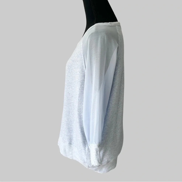 French Connection Baby Blue Sheer Sleeve Pullover Sweater - Picture 2 of 16